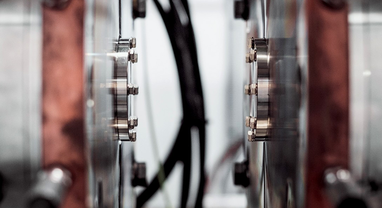 Close up of a machine's engine.